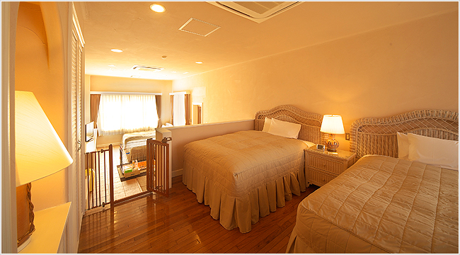 Open style gorgeous quad room is a space where you can enjoy only at the authentic resort hotel.